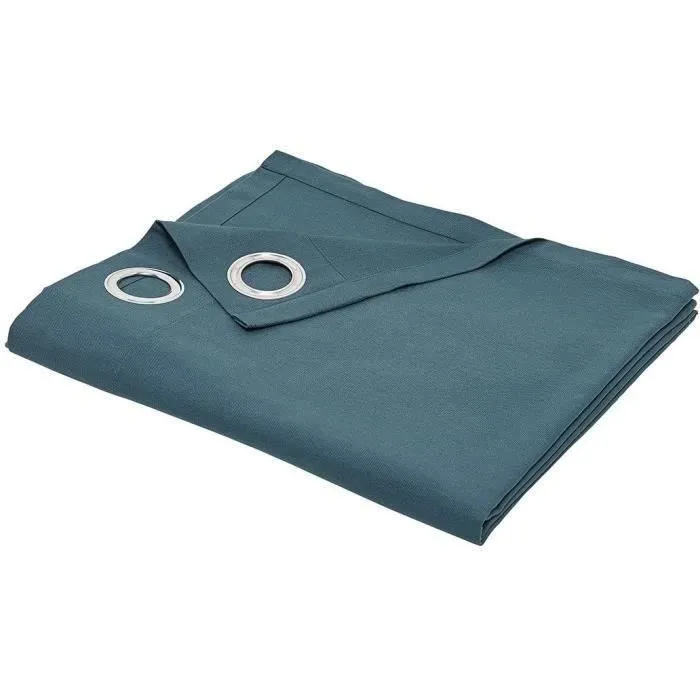 TODAY Rideau à œillets - 140x240 cm - 100% Coton - Couleur paon - Collection Essential