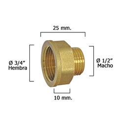 WOLFPACK LINEA PROFESIONAL Rallonge hexagonale réduction polie 1/2 mâle - 3/4 femelle x M10