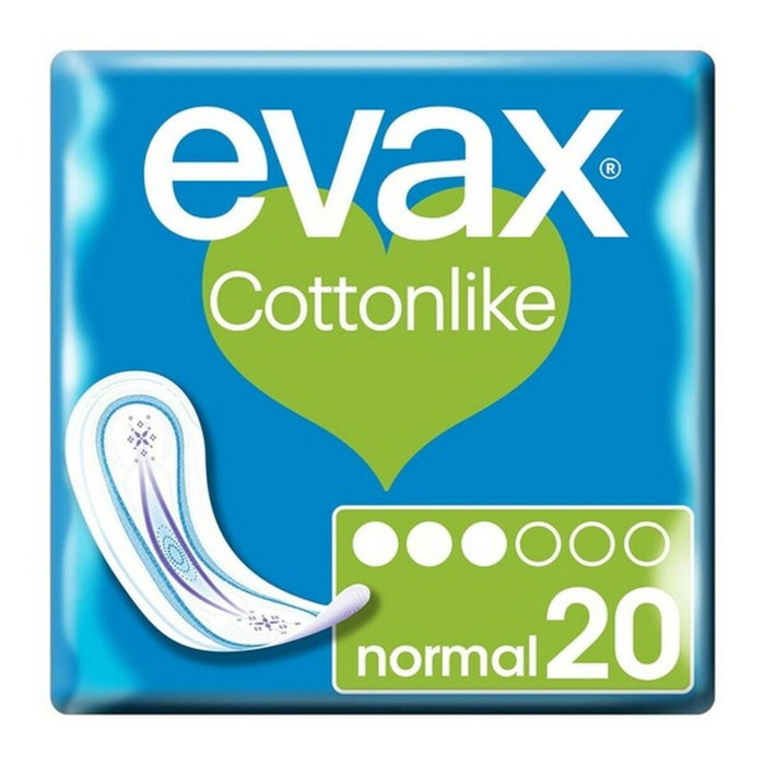 Evax Cottonlike Serviettes Normales sans Ailes, 20 Unités