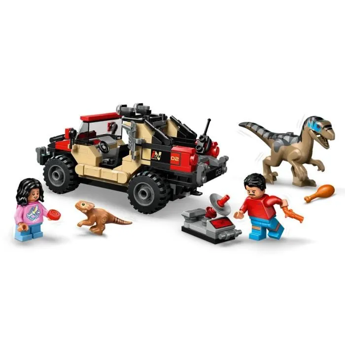 LEGO 76972 Jeu de Construction Jurassic World - Véhicule 4x4 et Vélociraptor - 285 Pièces avec Minifigurines et Application - À partir de 6 ans