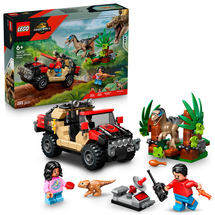 LEGO Jurassic World Véhicule Tout-Terrain et Vélociraptor au Guet (76972) de 285 pièces LEGO Jurassic World Véhicule Tout-Terrain et Vélociraptor au Guet (76972) de 285 pièces