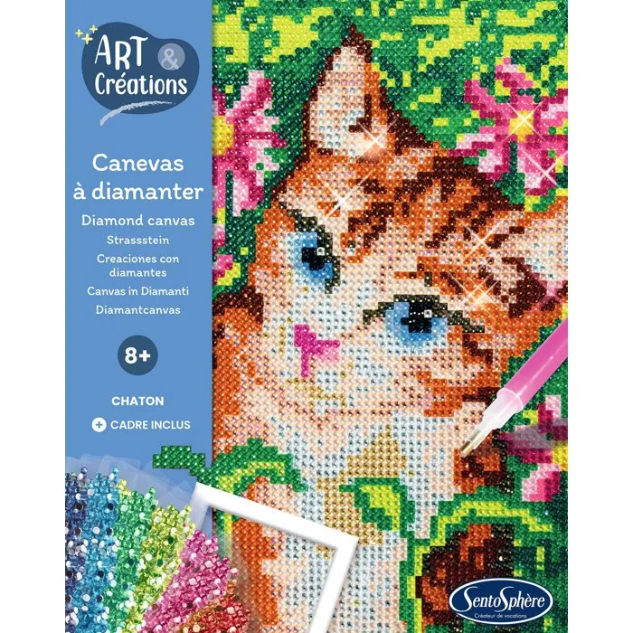 Sentosphere - Kit d'activité créative anti-stress Canevas à diamanter avec mini strass Chatons - Art & Créations - Dès 8 ans