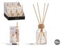 ACORDE Mikado 50 ml avec tige, fleurs blanches, verre, rotin, bois, plastique, 7x17x5 cm (Set de 12)
