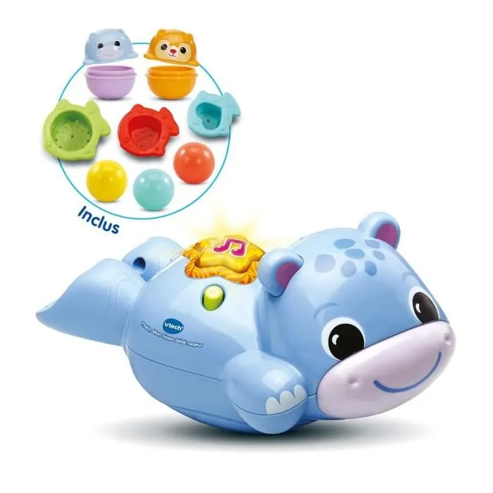 VTech Théo - Jouet de Bain Hippopotame Nageur avec Lumière, Sons et Accessoires pour Enfants de 1 à 5 Ans VTech Théo - Jouet de Bain Hippopotame Nageur avec Lumière, Sons et Accessoires pour Enfants de 1 à 5 Ans
