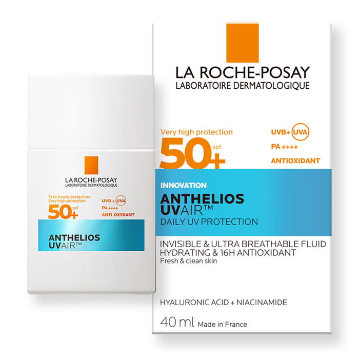 La Roche-Posay Anthelios UV Air Fluide - Protection SPF50+ Invisible 40 ml - Crème Solaire Visage Effet Mat Léger - Hydratation 24H