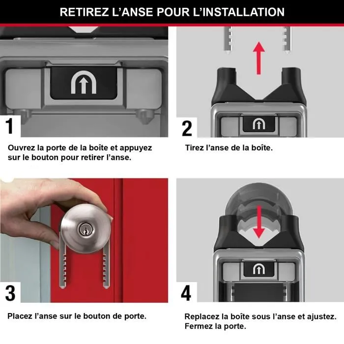 Master Lock 5420EURD - Boîte à clés de sécurité avec serrure numérique programmable 4 chiffres et anse rétractable - Format M (17.5x7.2x5.2 cm) Master Lock 5420EURD - Boîte à clés de sécurité avec serrure numérique programmable 4 chiffres et anse rétractable - Format M (17.5x7.2x5.2 cm)