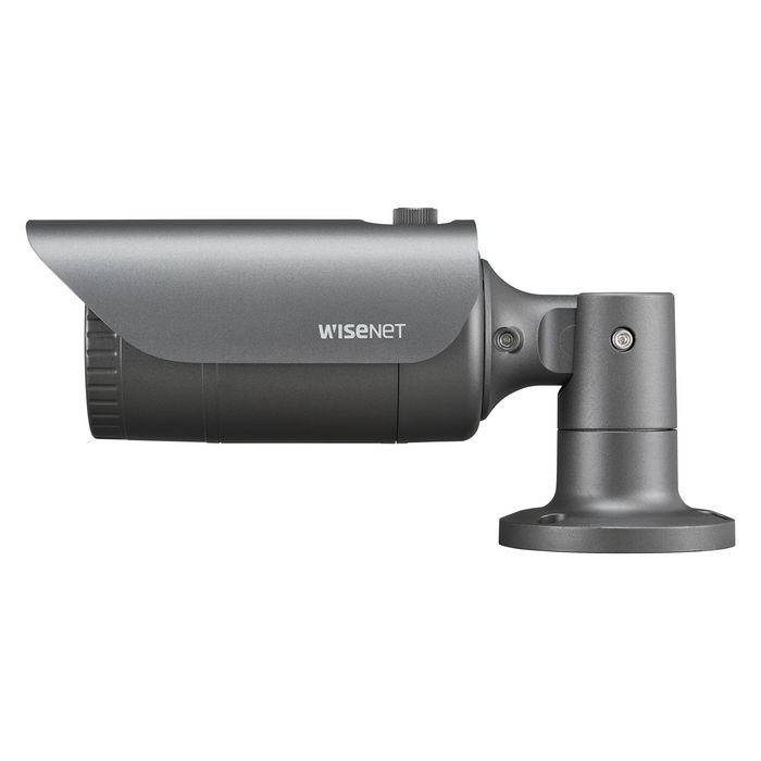 Hanwha Caméra de surveillance bullet Wisenet HD+ 4 MP, résolution QHD 2560 x 1440, objectif 4 mm, vision nocturne IR 25 m, IP66, IK10, 12 V DC