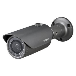 Hanwha Caméra de surveillance bullet Wisenet HD+ 4 MP, résolution QHD 2560 x 1440, objectif 4 mm, vision nocturne IR 25 m, IP66, IK10, 12 V DC