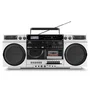 Medion Ghetto Blaster - Radio cassette CD vintage - Radio DAB+/FM, lecteur CD/MP3, cassette, connexion Bluetooth et USB, 2x10W RMS, couleur argent