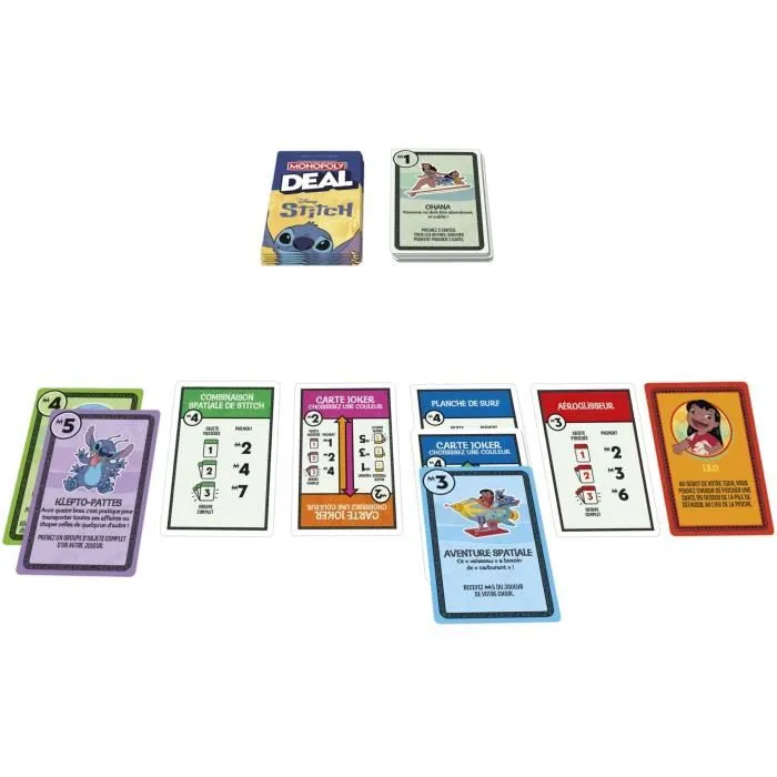 Hasbro Gaming Jeu de cartes Monopoly Deal Stitch, Jeu rapide en 15 min, pour les 8 ans et plus