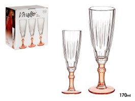 VIVALTO Coupe à champagne COPA CAVA COLOR Saumon 170ml