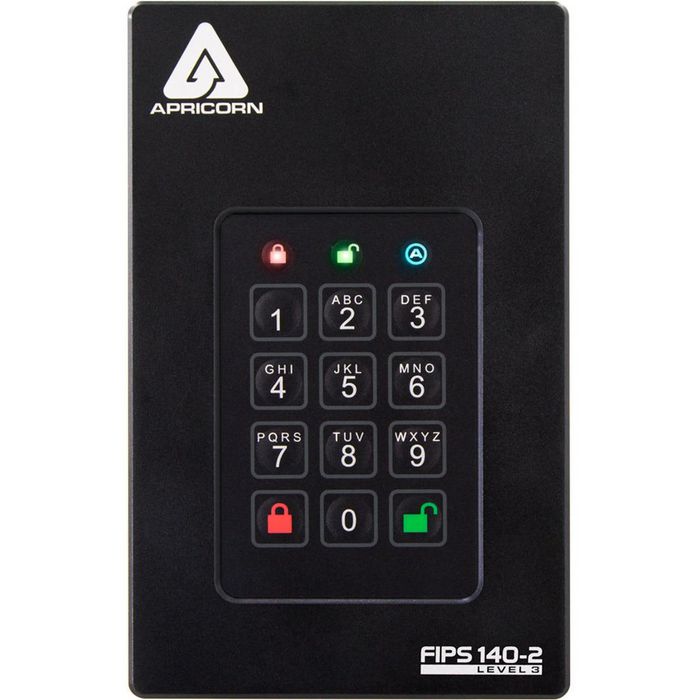 Apricorn Disque SSD portable sécurisé Aegis Fortress L3 2 To (2000 GB) avec protection par mot de passe et chiffrement matériel 256-bit AES - USB 3.1