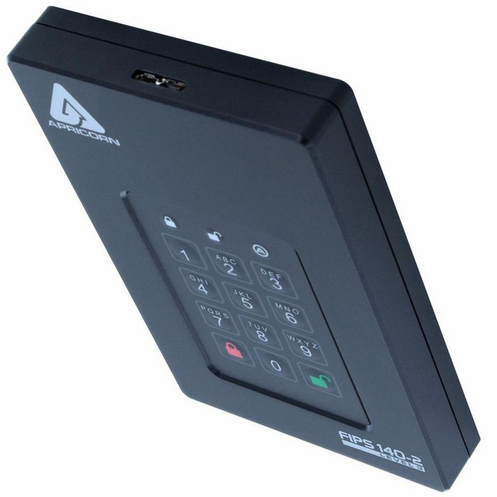 Apricorn Disque SSD portable sécurisé Aegis Fortress L3 2 To (2000 GB) avec protection par mot de passe et chiffrement matériel 256-bit AES - USB 3.1