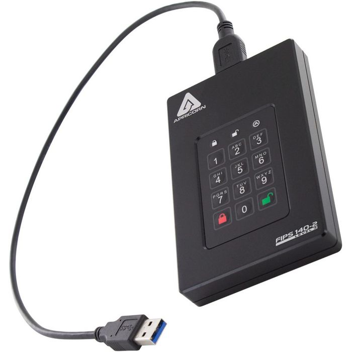 Apricorn Disque SSD portable sécurisé Aegis Fortress L3 2 To (2000 GB) avec protection par mot de passe et chiffrement matériel 256-bit AES - USB 3.1