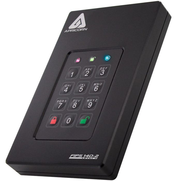 Apricorn Disque SSD portable sécurisé Aegis Fortress L3 2 To (2000 GB) avec protection par mot de passe et chiffrement matériel 256-bit AES - USB 3.1