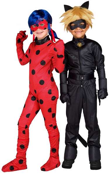 My Other Me Déguisement Miraculous Ladybug avec Combinaison, Gants, Guêtres, Masque, Perruque, Yo-Yo et Boucles d'Oreille Taille 6-8 Ans