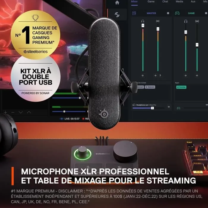 Steelseries ALIAS PRO Microphone XLR pour jeux Noir Qualité Studio AUC1701825908230