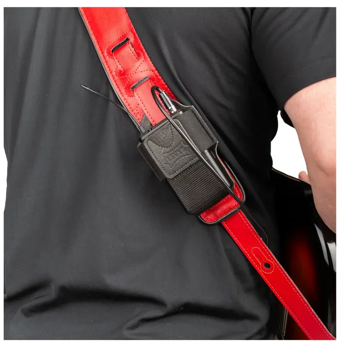 LEVYS Housse pour émetteur sans fil Bodypack en cuir noir