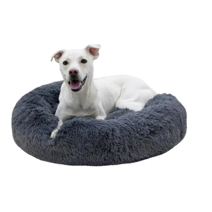 Kerbl Corbeille pour Chien et Chat Fluffy, Doudoune Rond en Forme de Donut Antidérapant Gris Clair 76 x 19 cm, Lavable Machine