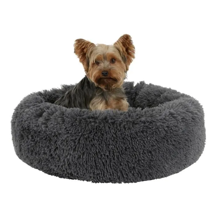 Kerbl Corbeille pour Chien et Chat Fluffy, Doudoune Rond en Forme de Donut Antidérapant Gris Clair 76 x 19 cm, Lavable Machine