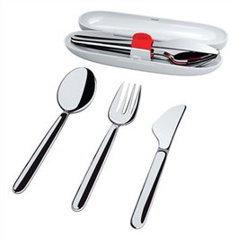 Alessi SA04S3 - Set de couverts de voyage de la collection "Food à porter" en acier inoxidable 18/10