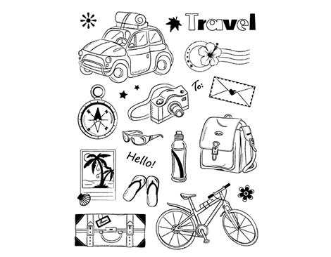 Innspiro Set de tampons acryliques Vacances sur la route 14x18cm Innspiro Set de tampons acryliques Vacances sur la route 14x18cm