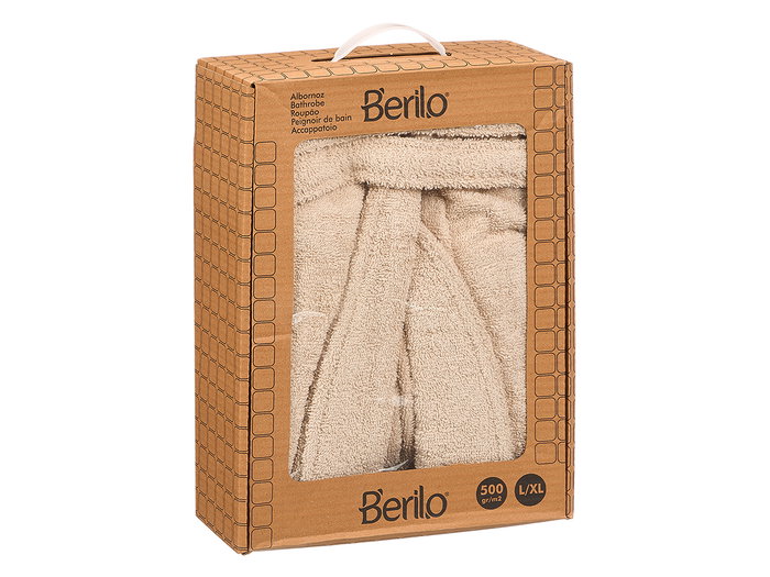 Berilo Albornoz Beige 500 g Taille L/XL 158x110 cm lavable 100% coton - 10x37.5x28 cm (Set de 6)
