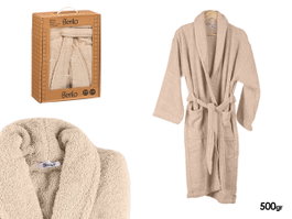 Berilo Albornoz Beige 500 g Taille L/XL 158x110 cm lavable 100% coton - 10x37.5x28 cm (Set de 6)