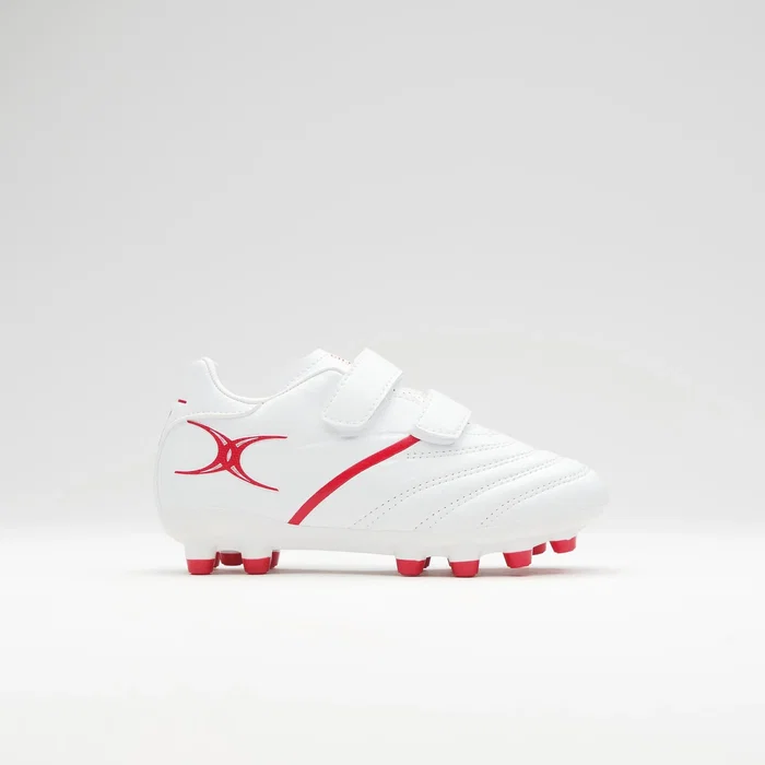 Gilbert Sidestep X20 Chaussure Rugby Garçon Blanc Rouge Taille 32 Crampons Moulés