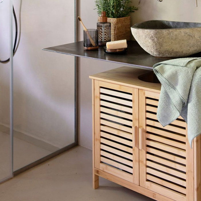 Andrea House Meuble sous lavabo bambou 60 x 30 x 62 cm avec vide sanitaire 20 x 22 cm Andrea House Meuble sous lavabo bambou 60 x 30 x 62 cm avec vide sanitaire 20 x 22 cm