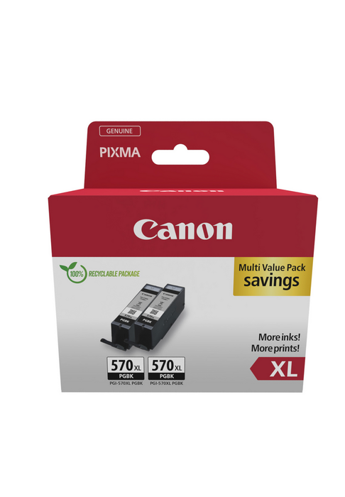 Canon Cartouche d'encre PGI-570XL Noir, double pack, haute capacité pour imprimante Canon Canon Cartouche d'encre PGI-570XL Noir, double pack, haute capacité pour imprimante Canon