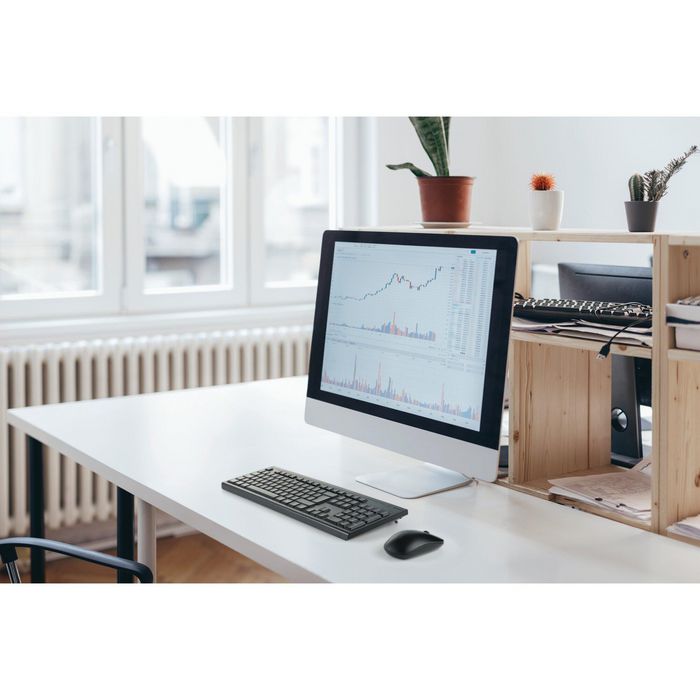 Kensington KM150 EQ - Kit clavier et souris sans fil Azerty pour entreprise, recyclé, étanche et chiffré, avec connexion 2,4 GHz pour Windows et macOS