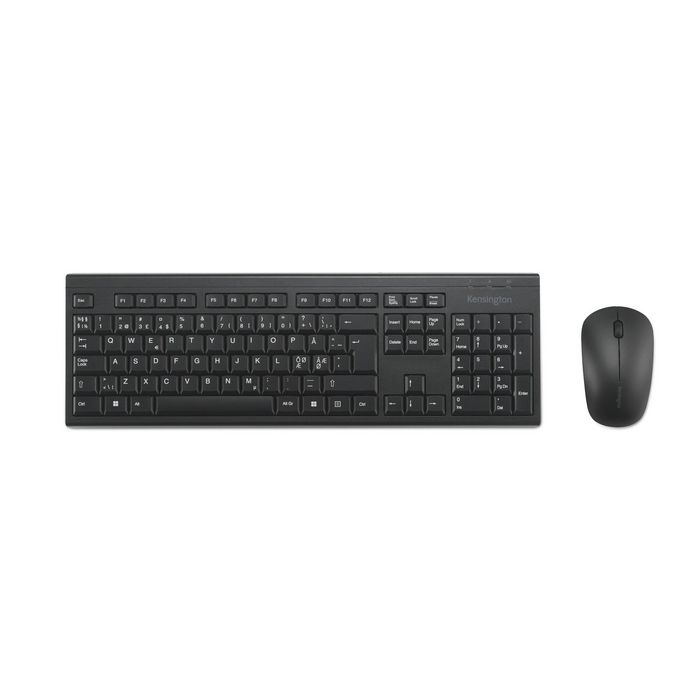 Kensington KM150 EQ - Kit clavier et souris sans fil Azerty pour entreprise, recyclé, étanche et chiffré, avec connexion 2,4 GHz pour Windows et macOS