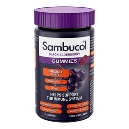 Sambucol Immuno Forte+ Compléments Alimentaires - Bonbons Gélifiés Sureau Noir, Vitamine C et Zinc pour le Système Immunitaire - 30 Pièces