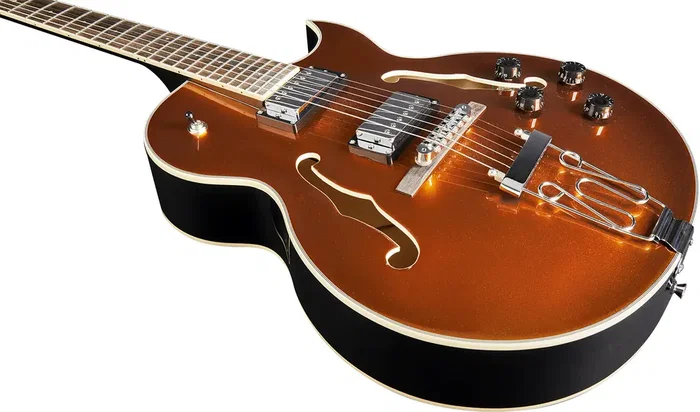 EKO Guitare Électrique Hollowbody Jazz Single Cut Gold - Micros Humbucker, Finition Brillante, Sunburst EKO Guitare Électrique Hollowbody Jazz Single Cut Gold - Micros Humbucker, Finition Brillante, Sunburst