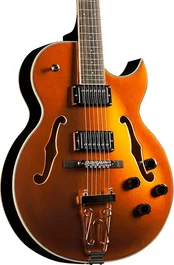 EKO Guitare Électrique Hollowbody Jazz Single Cut Gold - Micros Humbucker, Finition Brillante, Sunburst
