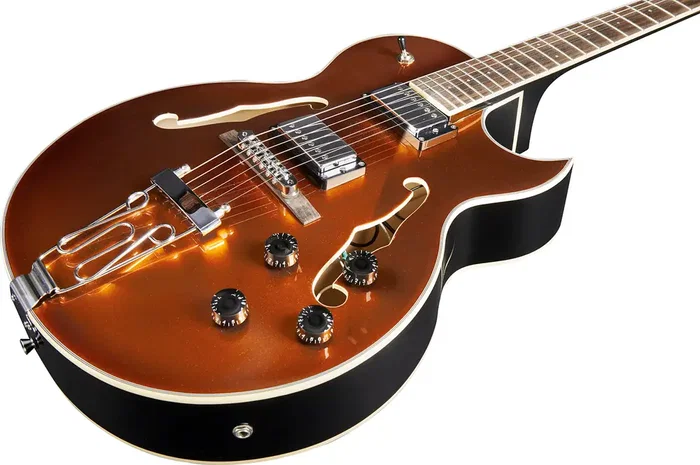 EKO Guitare Électrique Hollowbody Jazz Single Cut Gold - Micros Humbucker, Finition Brillante, Sunburst EKO Guitare Électrique Hollowbody Jazz Single Cut Gold - Micros Humbucker, Finition Brillante, Sunburst