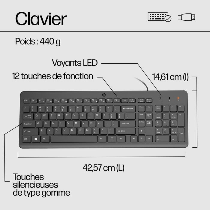 HP 150 Combo Clavier et Souris Filaire USB - Allemand