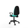 PIQUERAS Y CRESPO Chaise de bureau Algarra, similicuir turquoise, accoudoirs fixes