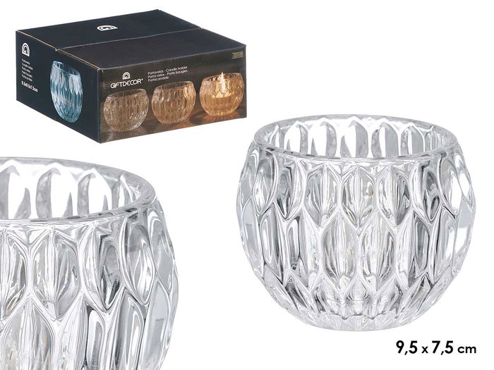 GIFTDECOR Porte-bougie en verre diamant transparent 9x7x9 cm (Set de 16) GIFTDECOR Porte-bougie en verre diamant transparent 9x7x9 cm (Set de 16)