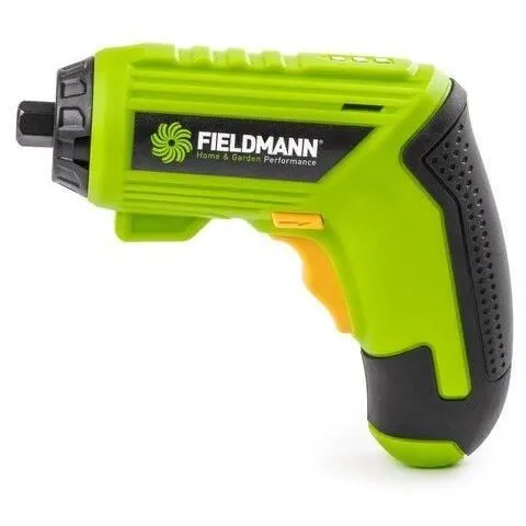 Fieldmann Visseuse sans fil 3.6 V avec batterie Li-ion 1500 mAh, 230 tr/min, lampe LED, 15 accessoires, câble USB-C, verte
