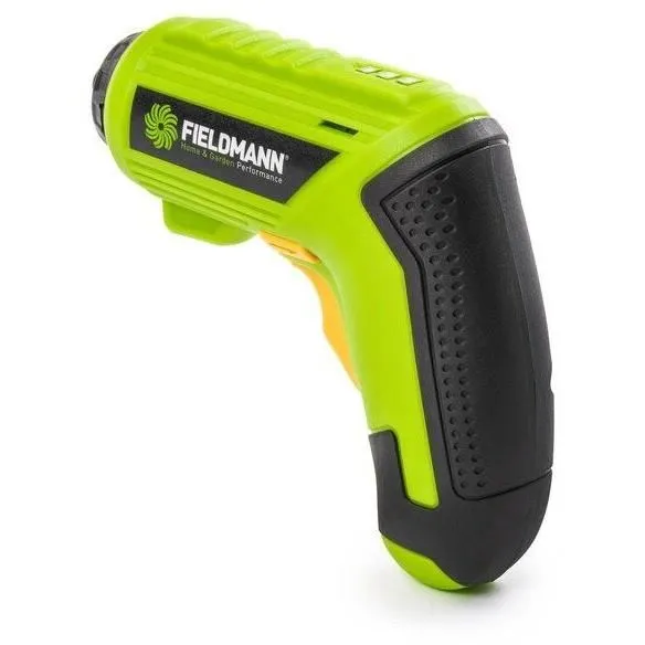 Fieldmann Visseuse sans fil 3.6 V avec batterie Li-ion 1500 mAh, 230 tr/min, lampe LED, 15 accessoires, câble USB-C, verte