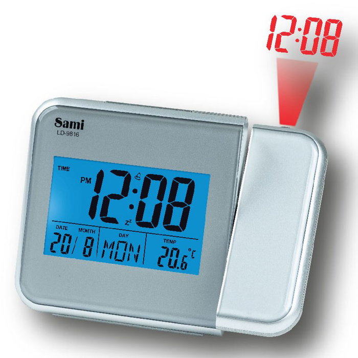 SAMI Réveil LCD avec Projection Gris Foncé
