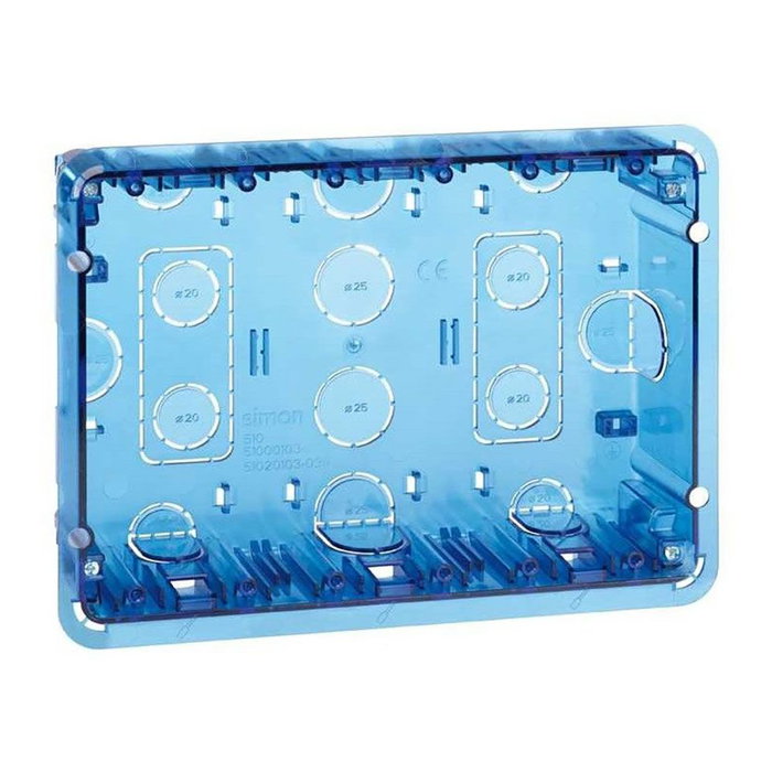 Simon 500 cima Boîte d'encastrement murale 3 éléments doubles 6 prises Azul 201x143x50 mm Simon 500 cima Boîte d'encastrement murale 3 éléments doubles 6 prises Azul 201x143x50 mm