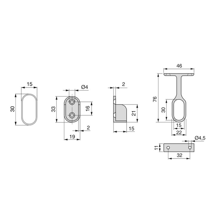 Emuca Lot de 2 rails ovales pour armoires 30x15mm longueur 0.75m avec supports, Acier et Zamak, Chromé Emuca Lot de 2 rails ovales pour armoires 30x15mm longueur 0.75m avec supports, Acier et Zamak, Chromé