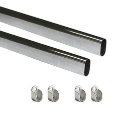 Emuca Lot de 2 rails ovales pour armoires 30x15mm, 0.75m, Chromé
