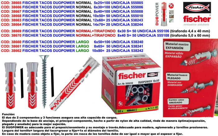Fischer DUOPOWER 10x50 (50 pièces)
