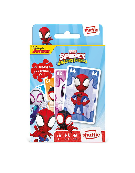 Fournier - Jeu de Cartes 4 en 1 Disney Spidey et ses Amis Incroyables - Licence Spiderman - Contient Familles, Action, Paires et Snap - À partir de 4 ans - Réf. 10034850