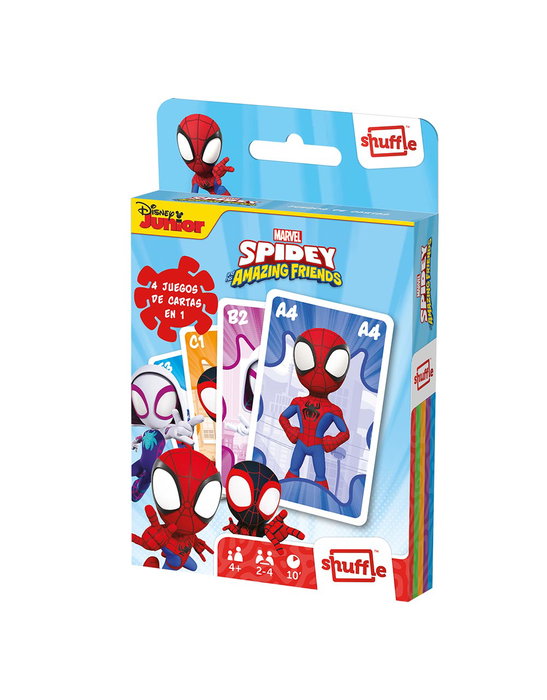 Fournier - Jeu de Cartes 4 en 1 Disney Spidey et ses Amis Incroyables - Licence Spiderman - Contient Familles, Action, Paires et Snap - À partir de 4 ans - Réf. 10034850