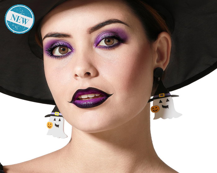 Boucles d'oreille fantôme blanc et noir pour fêtes et déguisements d'Halloween - Accessoire pour adulte et enfant Boucles d'oreille fantôme blanc et noir pour fêtes et déguisements d'Halloween - Accessoire pour adulte et enfant